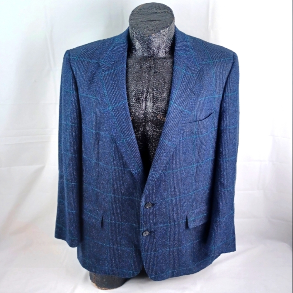 Christian Dior Monsieur Blazer 46R Mens Blue Wool Prince Of Wales McAlpin's USA